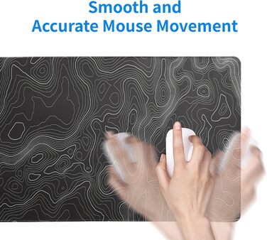 Мат для миші з морем, 80x20 см, абстрактний дизайн, текстура хвилі, протиковзка гумова основа, великий килимок для комп'ютера, офіс, дім