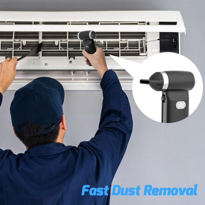 Електричний пилосос для повітряного обдування, пилоочисник, високонадійний струмінь для сушки пилу, комплект для чищення ПК, ноутбуків, авто (130 000 об/хв, 8000 мАг)