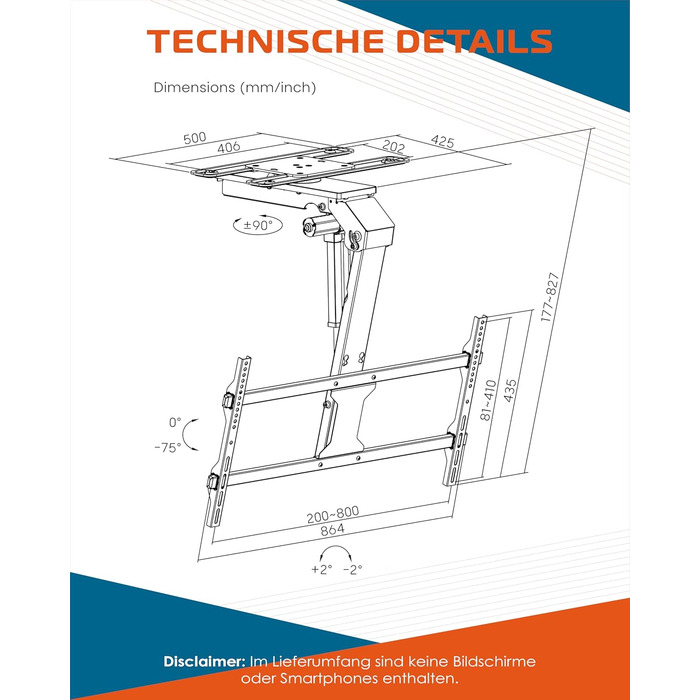 Xantron DEHA-600E Electric Tilt, Swivel & Fold-Down TV Ceiling Mount - 32-75 Inch - Voice Control Remote Included