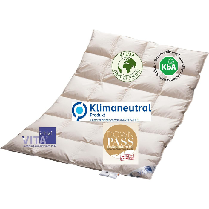 Ковдра Vitaschlaf Bio-Luxe-KBA W6 Extra Warm 100% гусячий пух, органічна, німецька якість, Downpass, 135x200 см