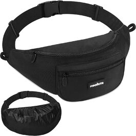 Поясна сумка для жінок та чоловіків, чорна, водонепроникна, 4L, для бігу, спорту, подорожей, активного відпочинку, фітнесу, з дощовиком