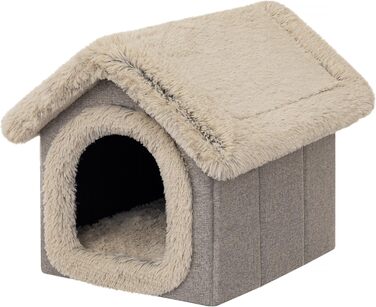 Будиночок для тварин: собачий/кітчий домік, м'яка печеринка, 55x60x60 см, капучино