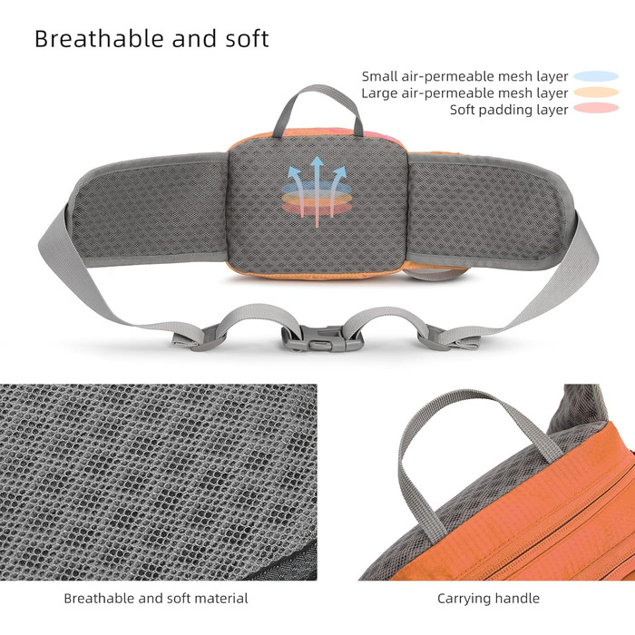 Спортивна бананка/поясна сумка для собак: тренування, велоспорт, біг, піші прогулянки. Великий об'єм, для чоловіків та жінок (Помаранчевий)