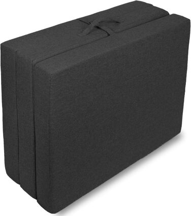 Складний матрац Sunnypillow Premium 120x195x15 см, 3-секційний, товщина 15 см, знімний чохол, чорний, гостьовий та дорожній, пінополіуретан