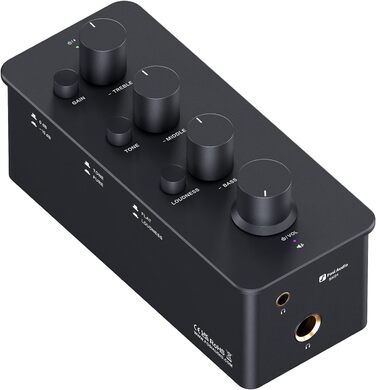 Fosi Audio SK01 Hi-Fi підсилювач для навушників, еквалайзер-попередній підсилювач з регуляторами басу, середніх і високих частот, компенсацією гучності, портативний клас-А аналоговий підсилювач для 3,5 мм і 6,35 мм гітарних роз'ємів
