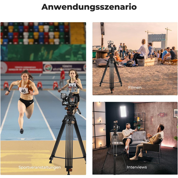 Штатив для камери K&F CONCEPT VA3+BV20: відео штатив з поворотним кріпленням, 184 см, для DSLR, відеокамер