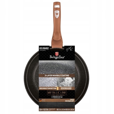 Сковорода традиційна Berlinger Haus Metallic Line Rose Gold, 26 см, мармурове покриття