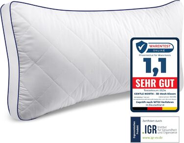 Gentle North High-Quality Pillows (40x80 cm size) - Hotel-quality, fluffy, well-filled pillow suitable for allergy sufferers (Ökotex 100 certified) - Washable at 60°C 1x | 40x80