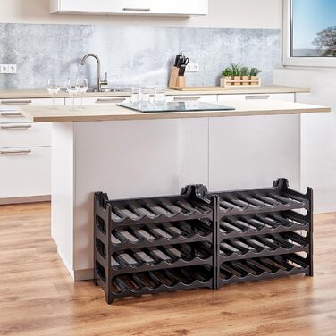 Bottle Rack - Modular, stackable design for 36 bottles, wine rack anthracite (8 modules for 48 bottles)