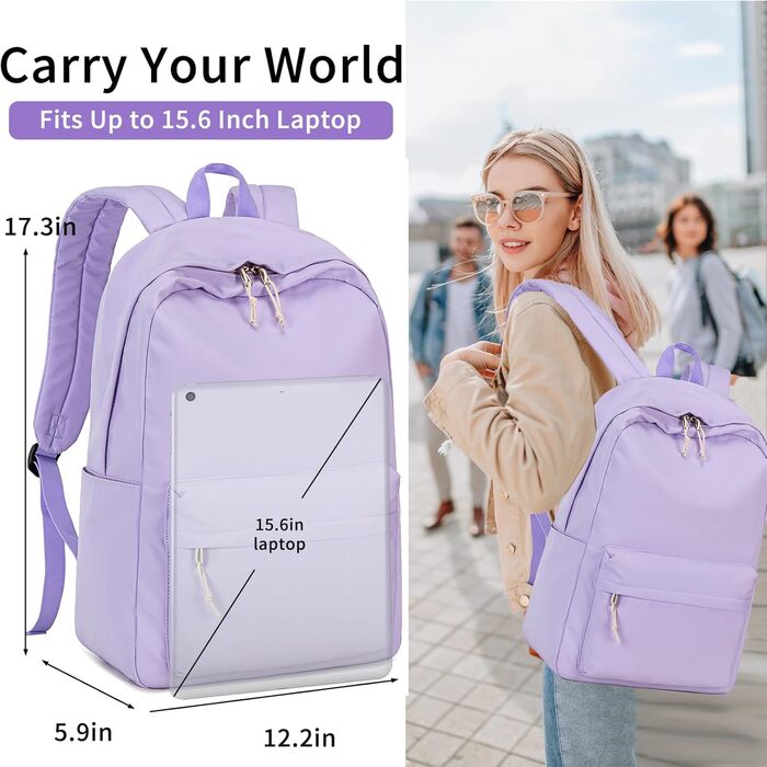 Шкільний рюкзак LOIDOU для дівчаток та хлопчиків-підлітків. Легкий, водонепроникний, з сіткою. Колір: фіолетовий/білий