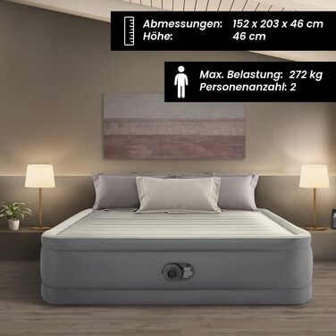 Повітряний матрац Intex PremAire I з технологією Fiber-Tech RP, двоспальний (Queen), 137 x 191 x 46 см