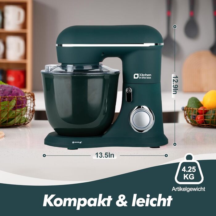 Кухонний комбайн Kitchen in the box: 4.5L та 5L, 1300W, 10+ швидкостей, з набором насадок (крюк, вінчик, гак)