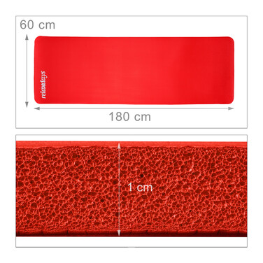 Relaxdays Yoga Mat, 1 cm thick, solid color