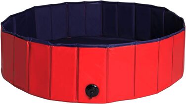 Дитячий надувний басейн для собак Lionto, Ø 80 см, 20 см заввишки, антиковзаюче покриття, зливний отвір, без насоса, синьо-червоний, S (80 см Ø)