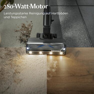 Бездротовий пилосос Bissell PowerClean FurGuard з акумулятором, 280W, самоочищувана щітка, світло FurFinder, HEPA-фільтр, акумулятор 2500 mAh, час роботи 50 хв, щітка FurGuard 4091N для видалення шерсті тварин