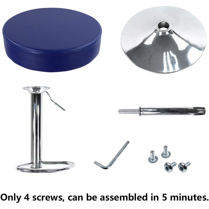 KKTONER Adjustable Height Swivel Bar Stool - SPA, Office & Task Chair with PU Leather (Blue)