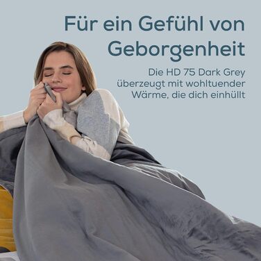 Електрична ковдра Beurer HD 75 з 6 рівнями нагріву, системою безпеки та автовимкненням, 180 x 130 см, темно-сіра