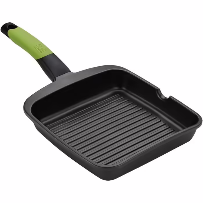 BRA Grill Prior striped A121456 22 x Thickness 5 mm Die-cast Aluminum Teflon Classic Aluminum, Black, (28 cm, With Stripes, Grill Grate)