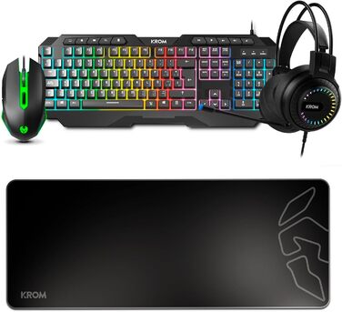 KROM KARRIER Gaming Pack: RGB клавіатура, миша, навушники, килимок для миші - чорний