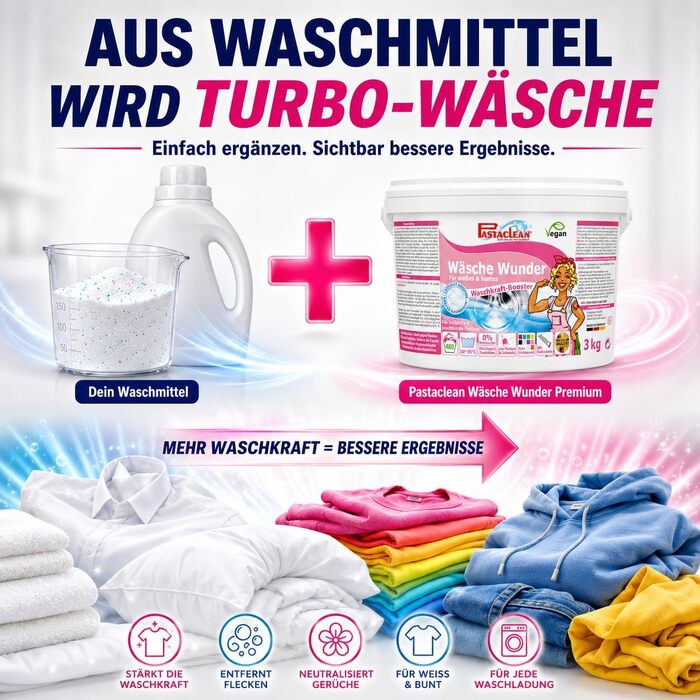 Підсилювач прання та видалення плям Pastaclean Oxi, кисневий відбілювач, 3 кг (на 480 прань)
