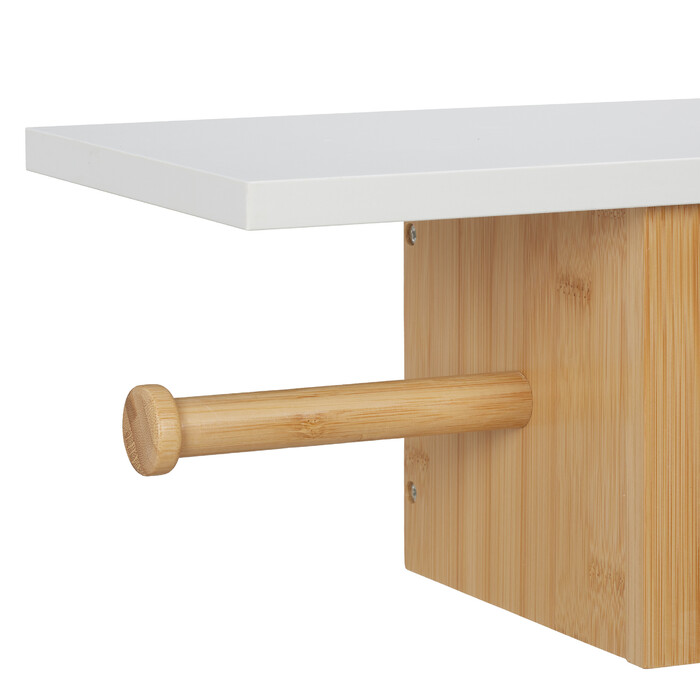 Relaxdays Bamboo Toilet Paper Holder with Shelf