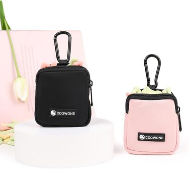 Сумка для ласощів для собак COOWONE з тренувальним клікером, водонепроникна, з тримачем для пакетів, чорна та рожева