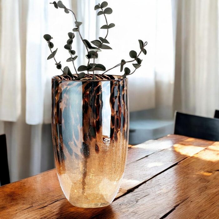 Велика скляна ваза Gilde для букетів, пампасних трав та гілок - декор для дому, подарунок на весілля, Новий рік, день народження, ручної роботи, 29 см