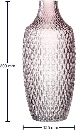 Ваза для квітів Leonardo Poesia, рожева, ручної роботи, скляна, 30 см, з рельєфним декором