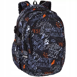 Великий багатокамерний шкільний рюкзак CoolPack чорний зі світловідбиваючими елементами