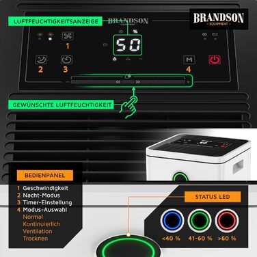 Зволожувач повітря Brandson 10L з компресором – електричний, тихий, для спальні, ванної, підвалу, без Wi-Fi