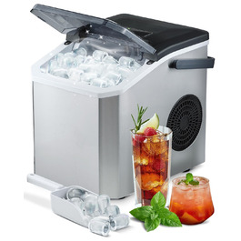 Машина для приготування льоду портативна, 15 кг/24 год, самоочисна, з лопаткою та кошиком, для дому та офісу, матеріал: акрилонітрил-бутадієн-стирол