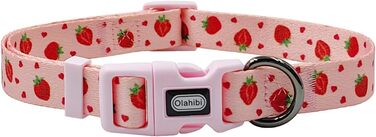 Нашийник та поводок для собак Комбі-ет, леопардовий принт, поліестер, 150 см, повід з панде, для маленьких собак (колір коричневий леопард), набір з сердечками та клубникою (M)