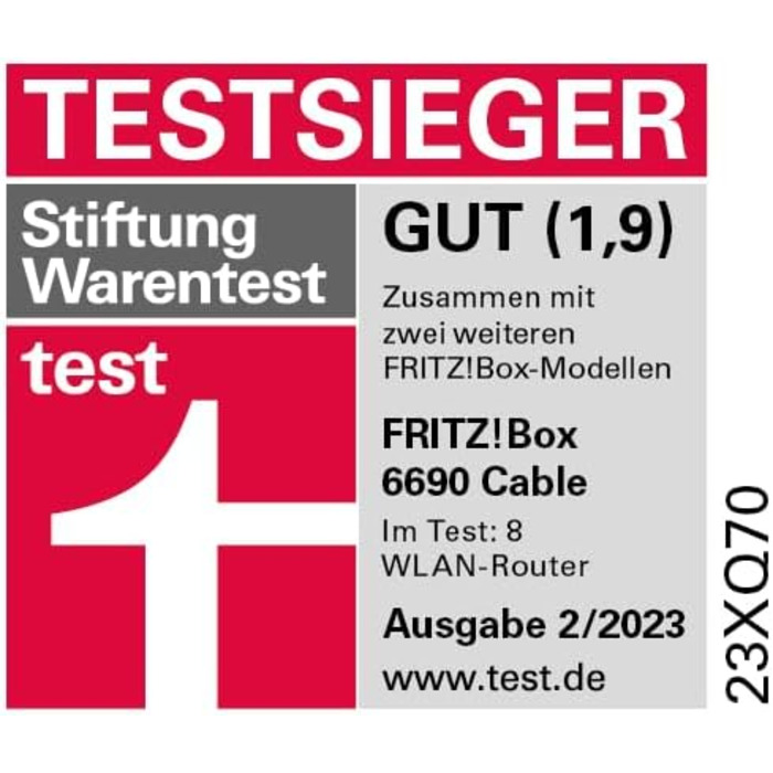 Роутер FRITZ!Box 6690 Cable: Wi-Fi 6, DOCSIS 3.1, USB 3.0, DECT