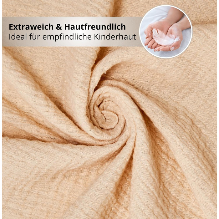 Дитяча постільна брова Kinderbettwäsche 100x135, 2 шт. | Органічна бавовна, сертифікат ÖkoTex, для алергіків | Комплект постільної білизни з 1 простирадлом 135x100 см та 1 наволочкою 40x60 см | Бежевий колір