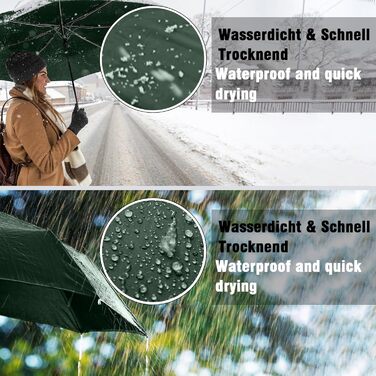 Зонт Herreicher туристичний автоматичний штормостійкий, зелений - легкий алюмінієвий каркас, компактний, 102 см, 10 ребер, для чоловіків/жінок/дітей/літніх людей