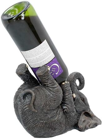 Nemesis Now Guzzlers Elephant Wine Bottle Holder, 21 cm, Grey