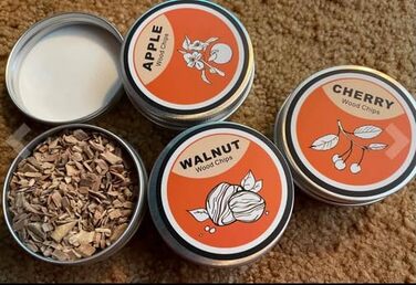 Набір для копчення коктейлів та віскі, з 4 дерев'яними стружками, подарунок на День батька, для Old Fashioned, коктейлів, віскі, бурбону, кави, м'яса, волоського горіха Saturn - волоський горіх