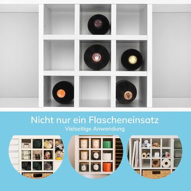 Kallax Insert | Shelf Insert for 9 Bottles | H x W x D: 33 x 33 x 36 cm | Shelf Size: 10 x 10 cm | Wine Bottle Storage in Kallax Shelf | Wine Rack Bottle Shelf Bottle Insert | white
