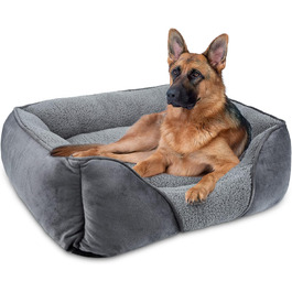 FURTIME Dog Bed for Medium and Large Dogs, Washable Fluffy Dog Basket, Non-Slip Dog Basket, Anti-Anxiety, 76x61x23cm (XL(89x63x23cm))