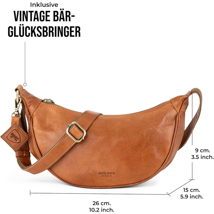 Сумка через плече Berliner Bags Luna з натуральної шкіри, коричнева. Містка жіноча сумка-банан