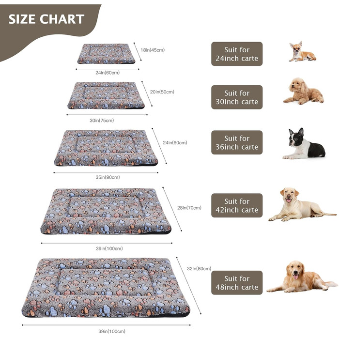 Ортопедичний лежак для собак BVAGSS, миючий килимок, плюшеве ліжко для собак. М'який та теплий лежак для собак маленьких, середніх та великих порід, неслизьке дно. Розмір 60x45 см, колір Кофе Paw. Модель XH083