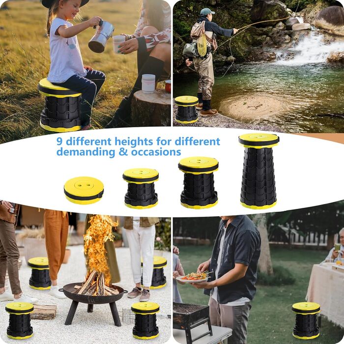Складний стілець GeeRic: телескопічний, для кемпінгу та риболовлі, дитячий, зелений (жовтий)