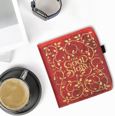 Чохол-книжка kwmobile для Pocketbook Era/Era Color з кишенею та лямкою - зображення читаючої жінки, чорно-бежевий