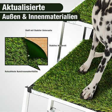 Сходинки для собак Extra Breit: широкі, складані сходи для великих собак з антиковзким покриттям з штучного газону, легкий алюмінієвий каркас, для автомобілів, вантажівок та SUV