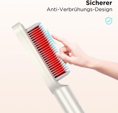 Випрямляюча щітка PARWIN PRO BEAUTY з LED-дисплеєм, захистом від опіків та 4 температурними режимами (срібна)