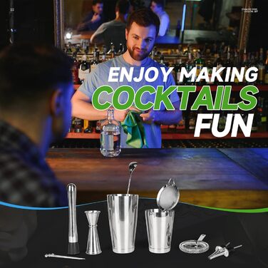 Набір для коктейлів 12 предметів: шейкер, аксесуари, професійний барний набір | Подарункова коробка