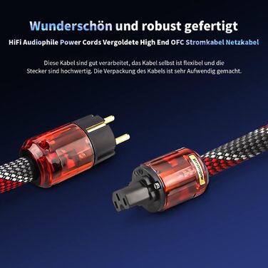 Hi-Fi мережевий кабель Tertullus High End C15 для аудіосистем, штекер Schuko — C15, 1м (P046)