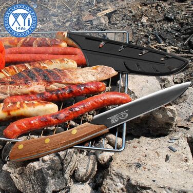 Ніж Сантоку XYJ 5 дюймів з піхвою, професійний кухонний ніж, full tang, коричневий