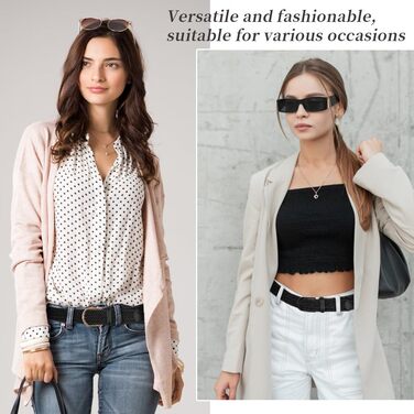 Жіночий та чоловічий тканинний ремінь Flintronic з еластичною плетенкою, ширина 3.3 см, довжина 107 см (для обхвату талії 76-115 см), колір: чорний + золото