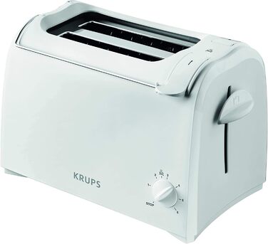 Krups Toaster Pro Aroma, 2-Slice Toaster with Wide Slots, 6 Browning Levels, Toast Lift and Bagel Function, KH151110, White